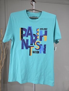 NWT Parish Nation Patch Print Men’s T-Shirt - Aqua Sz.L